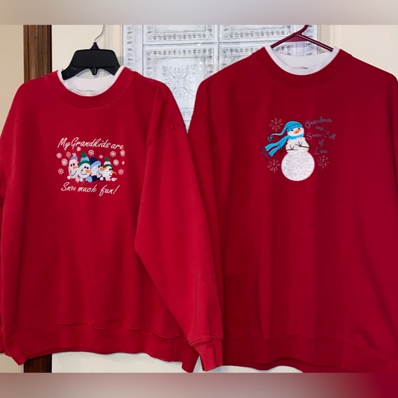 ⛄️Pre-Loved 2 Pcs Sz-L&XL M&CSportswear Bundle Red Snowman Sweaters/Sweatshirts - Picture 9 of 16